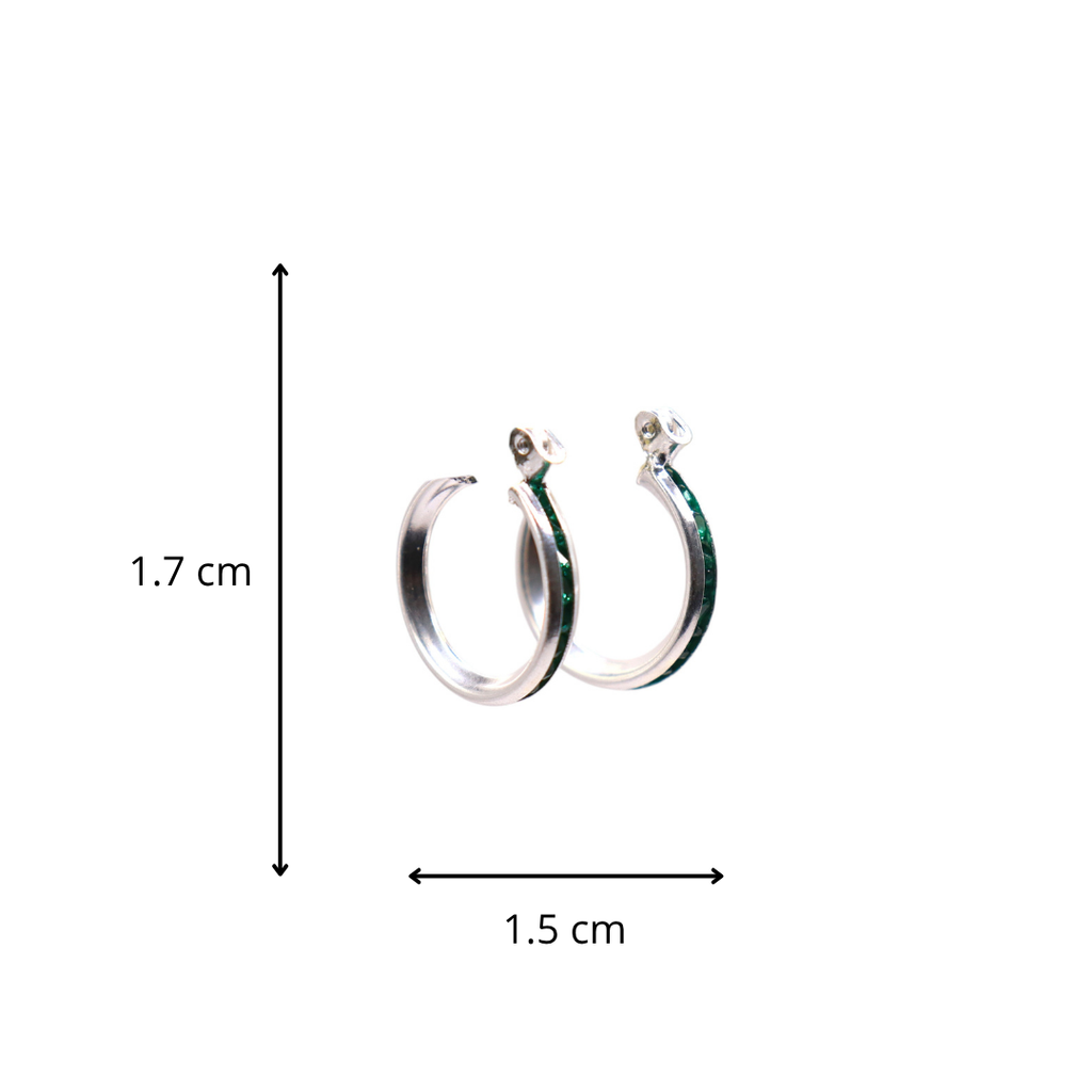 Aretes De Plata .925 Estilo Verde Tamaño Mini