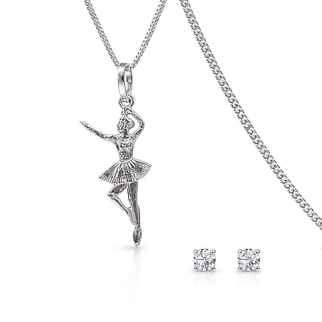 Dije Bailarina Ballet + Cadena En Plata .925