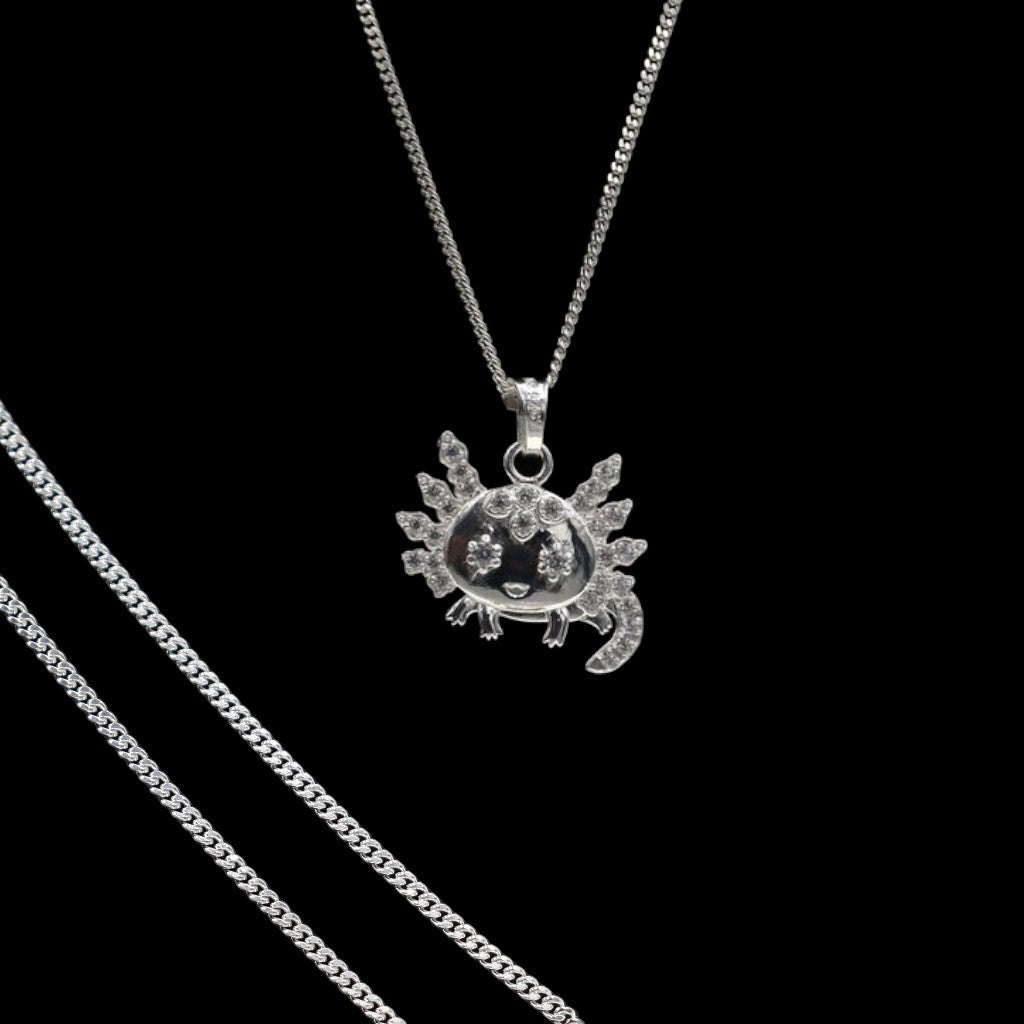 Dije De Ajolote + Cadena en Plata .925