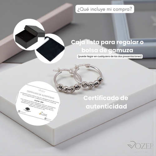 Aretes Arracada Con Bolitas En Plata .925