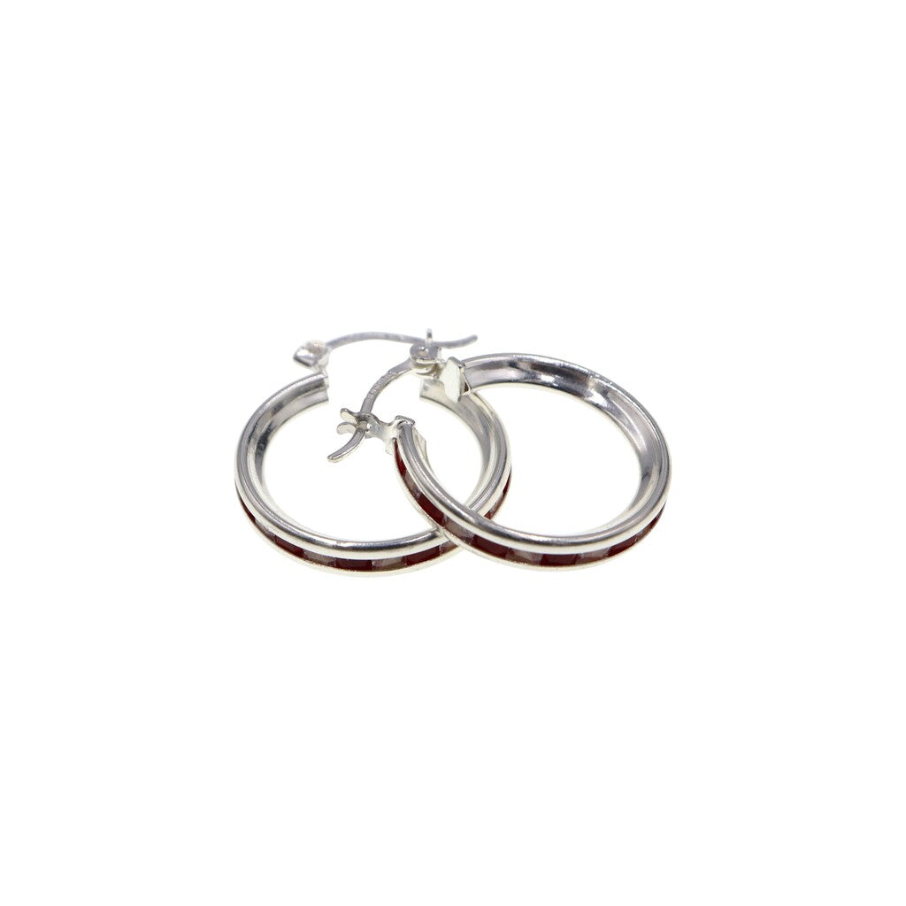 Arracadas Lineas Rojas y Blancas de Plata .925