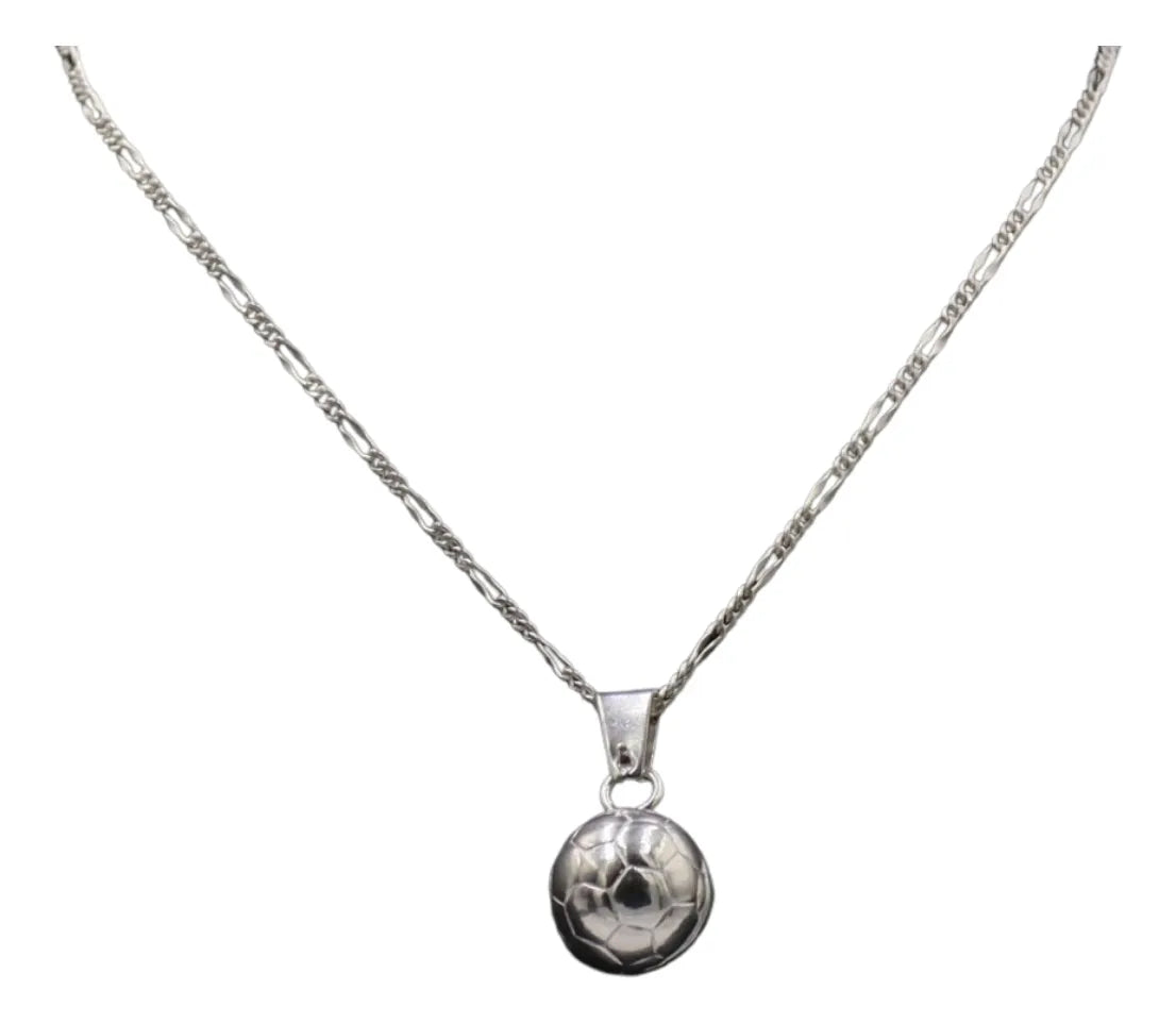 Dije Balón de Futbol + Cadena en plata .925