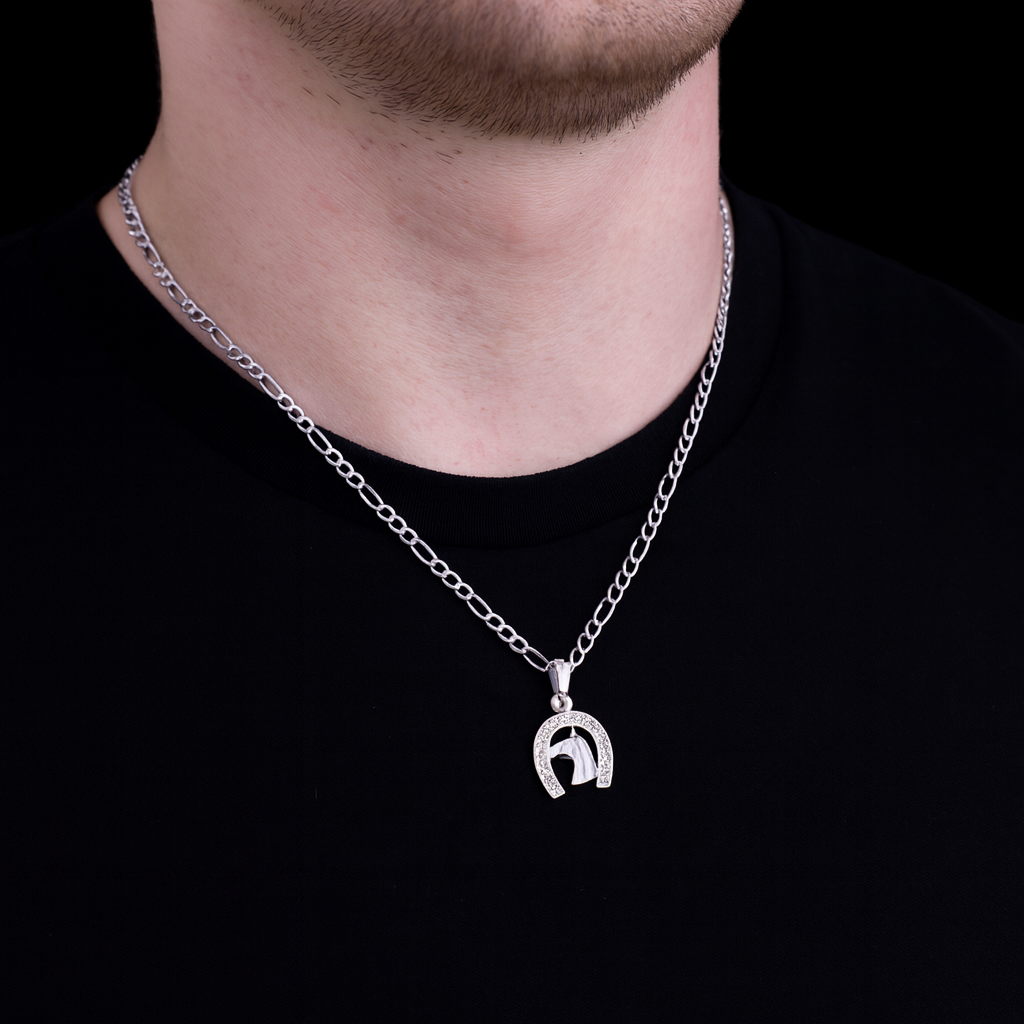 Dije Caballo Herradura Mini + Cadena en Plata .925