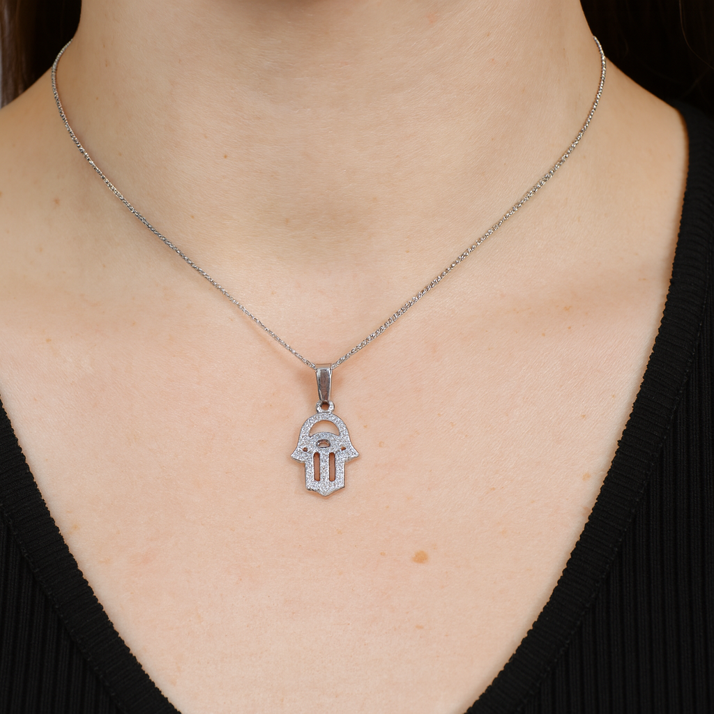 Dije Mano De Fatima + Cadena En Plata .925