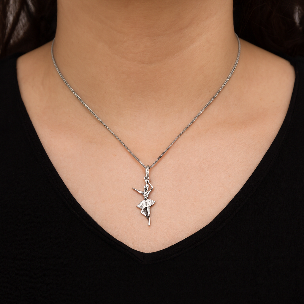 Dije Bailarina Ballet + Cadena En Plata .925