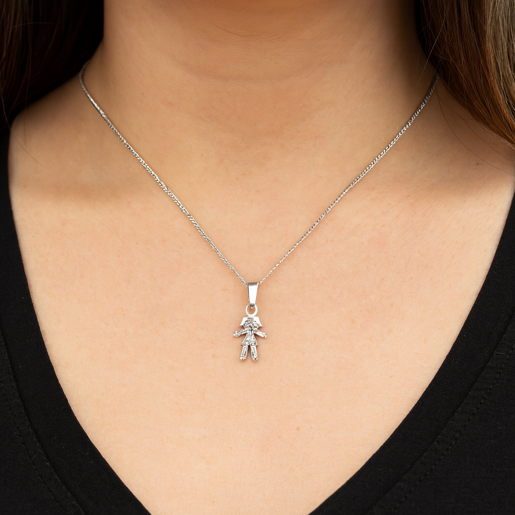 Dije De Niña + Cadena En Plata .925