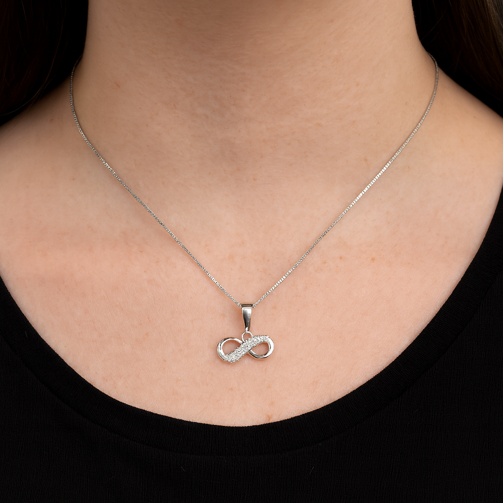 Dije De Infinito + Cadena En Plata .925