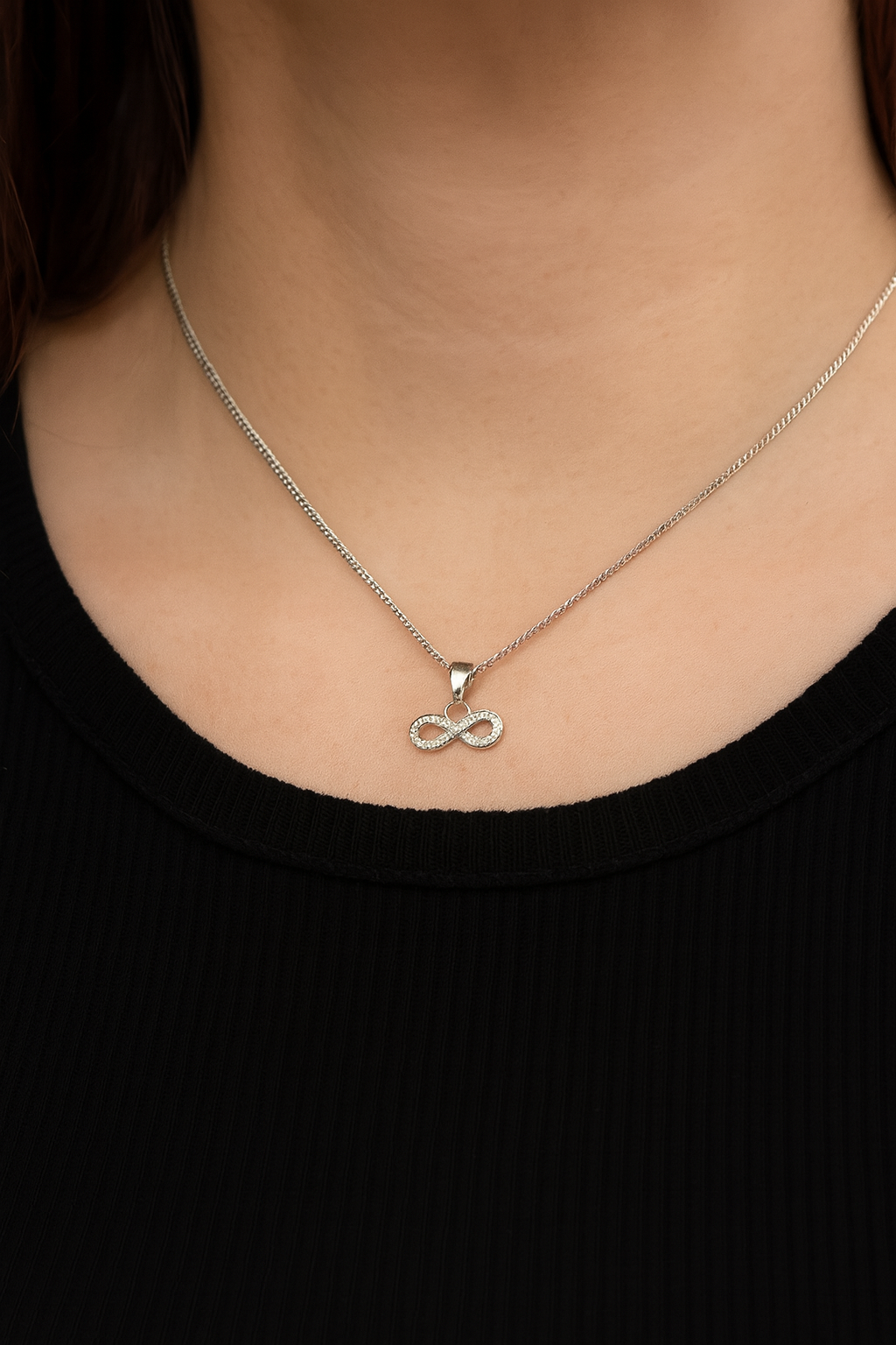 Dije Infinito + Cadena En Plata 925