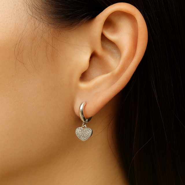 Arracadas de Corazon de Plata .925