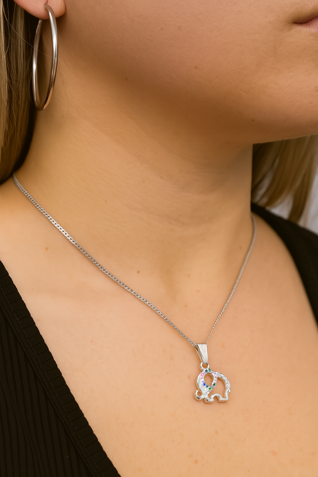 Dije De Elefante + Cadena en Plata .925