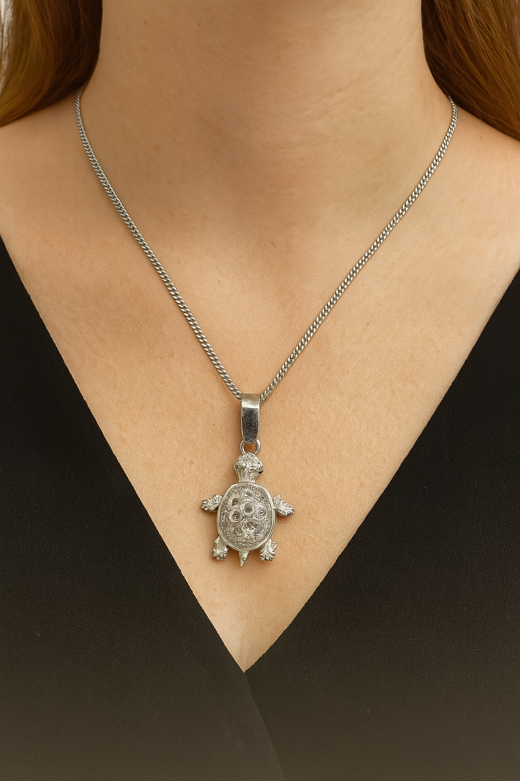 Dije De Tortuga + Cadena en Plata .925