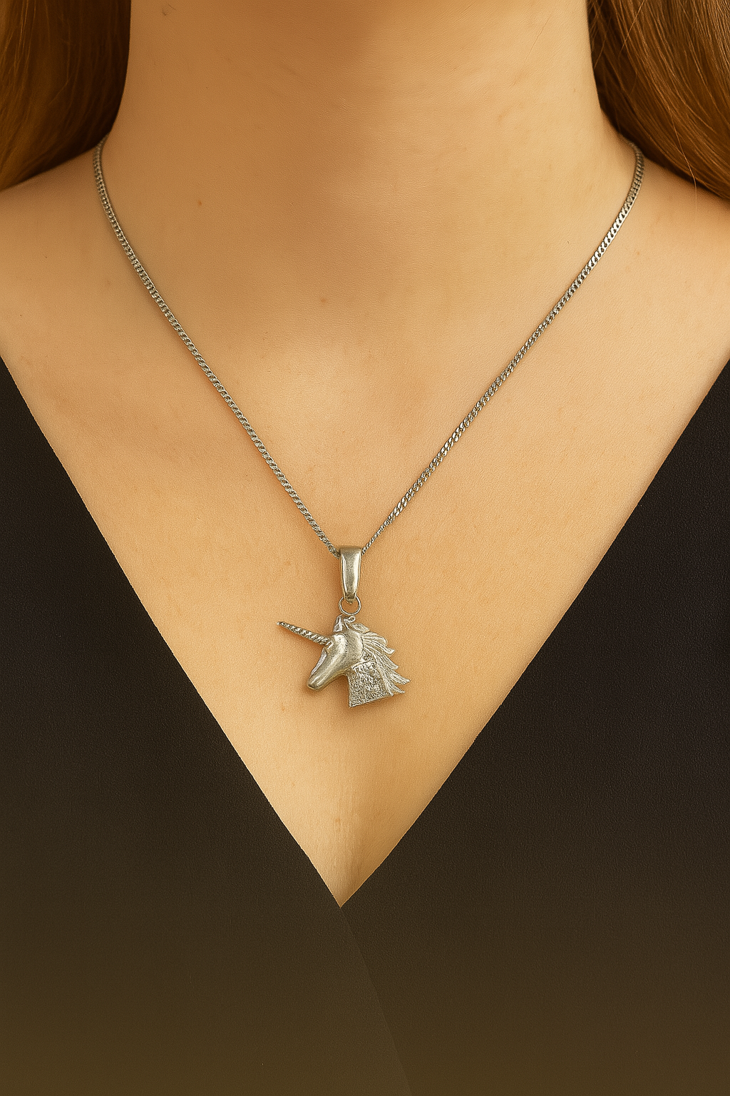 Dije De Unicornio + Cadena en Plata .925