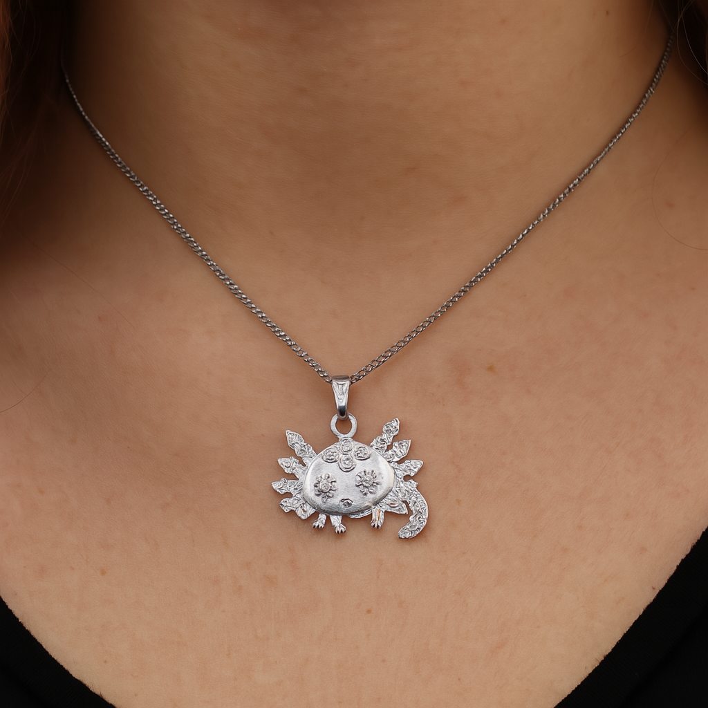 Dije De Ajolote + Cadena en Plata .925