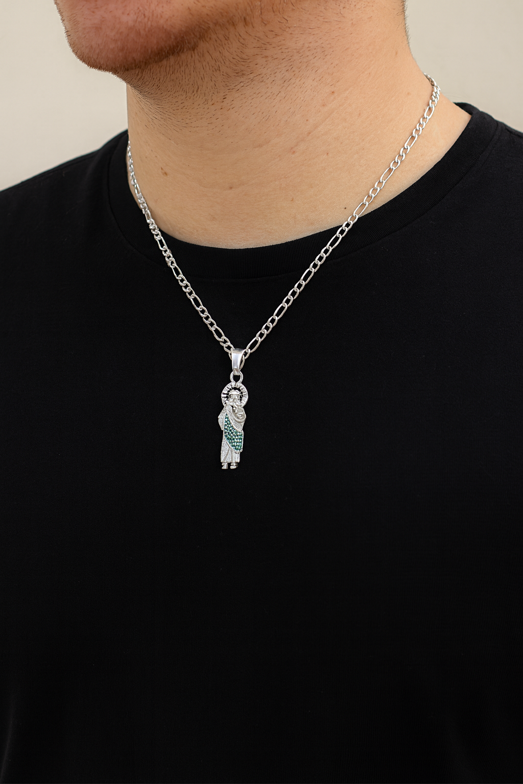 Dije De San Judas + Cadena En Plata .925