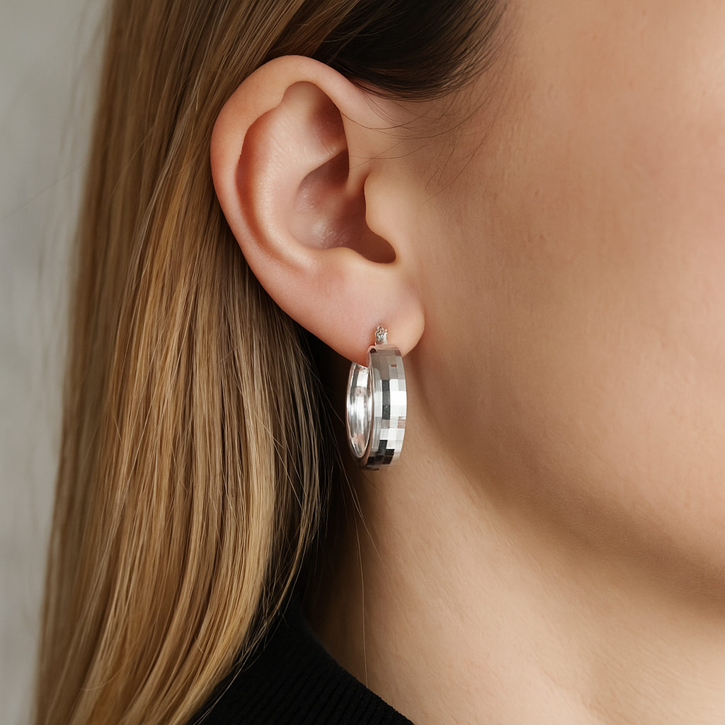 Arracadas Grabada Cuadros de Plata .925