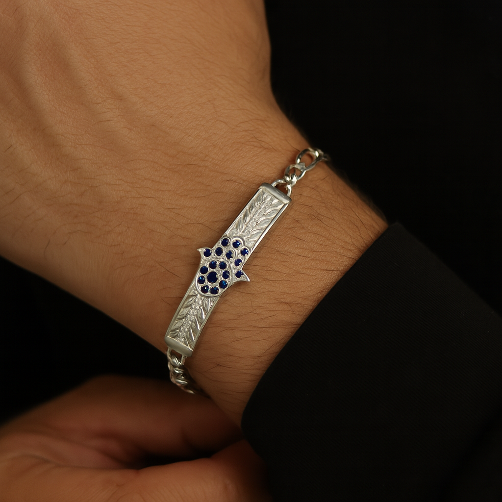 Esclava Estilo Mano De Fátima De Plata .925 18 cm