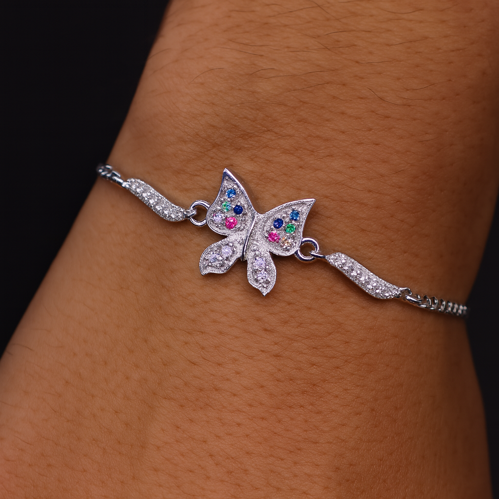 Pulso De Plata .925 Estilo Mariposa 18 cm