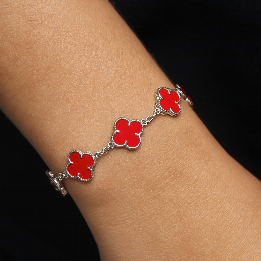 Pulso De Plata .925 Estilo Trebol 18 cm