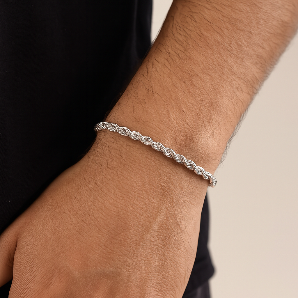 Pulso De Plata .925 Estilo Torzal 16.5 cm