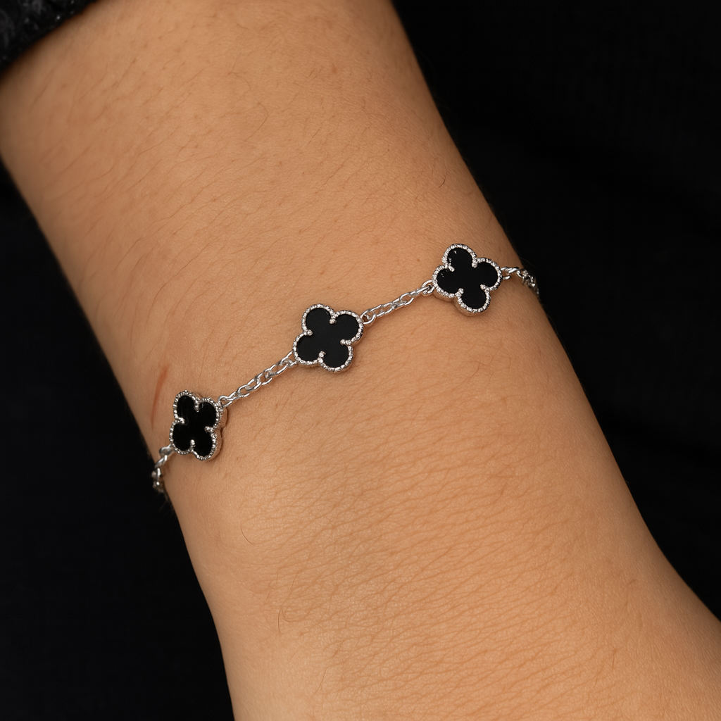 Pulso De Plata .925 Estilo Trebol 18 cm