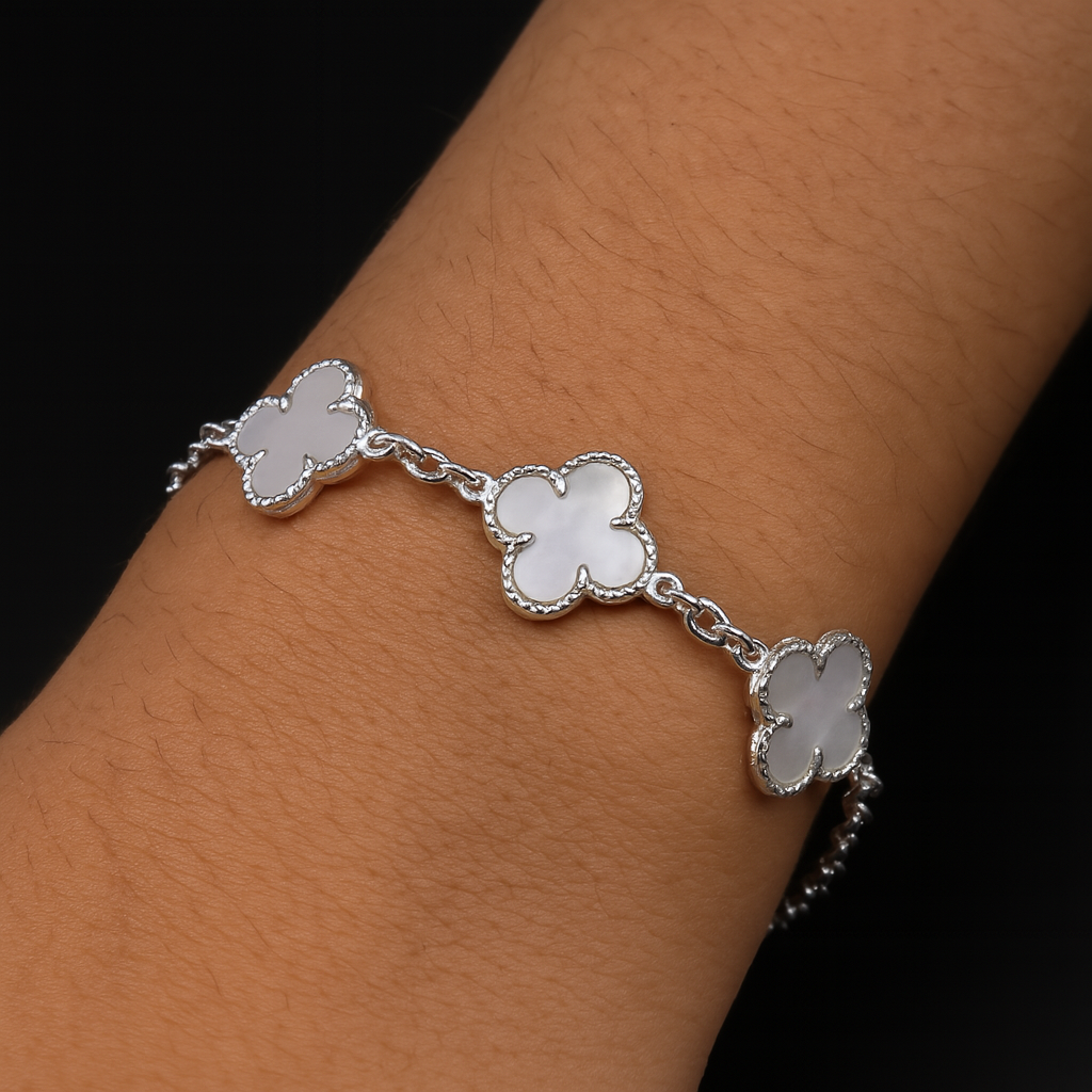 Pulso De Plata .925 Estilo Trebol 18 cm