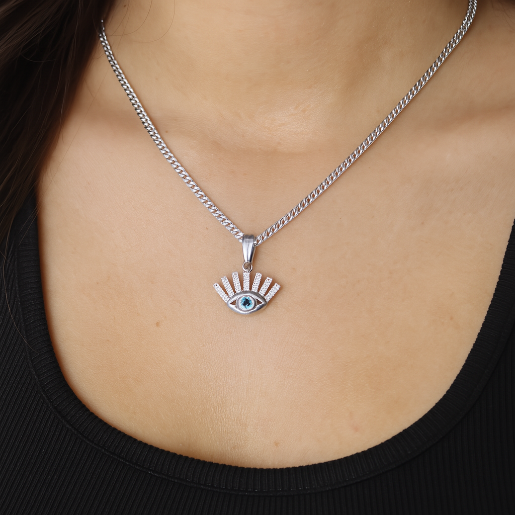 Dije Ojo + Cadena en Plata .925