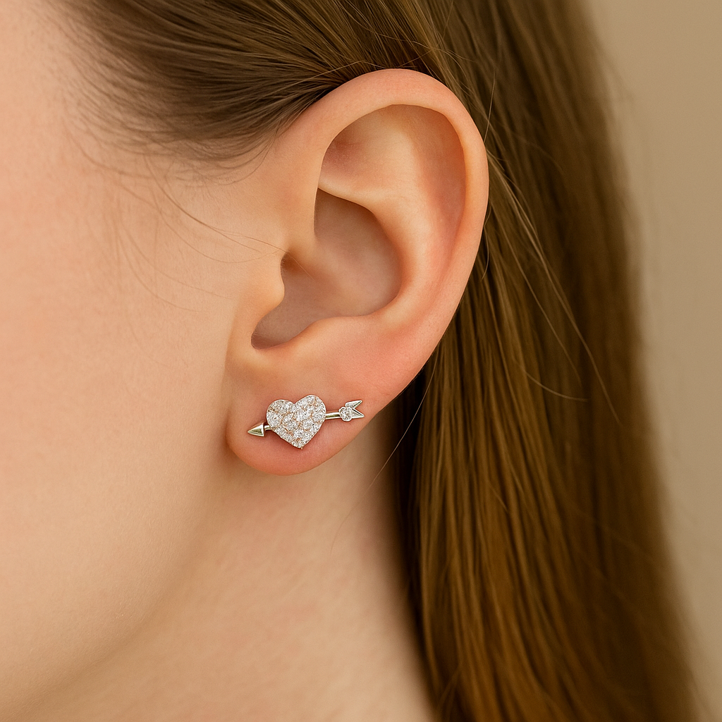 Broquel Flecha Corazón de Plata .925