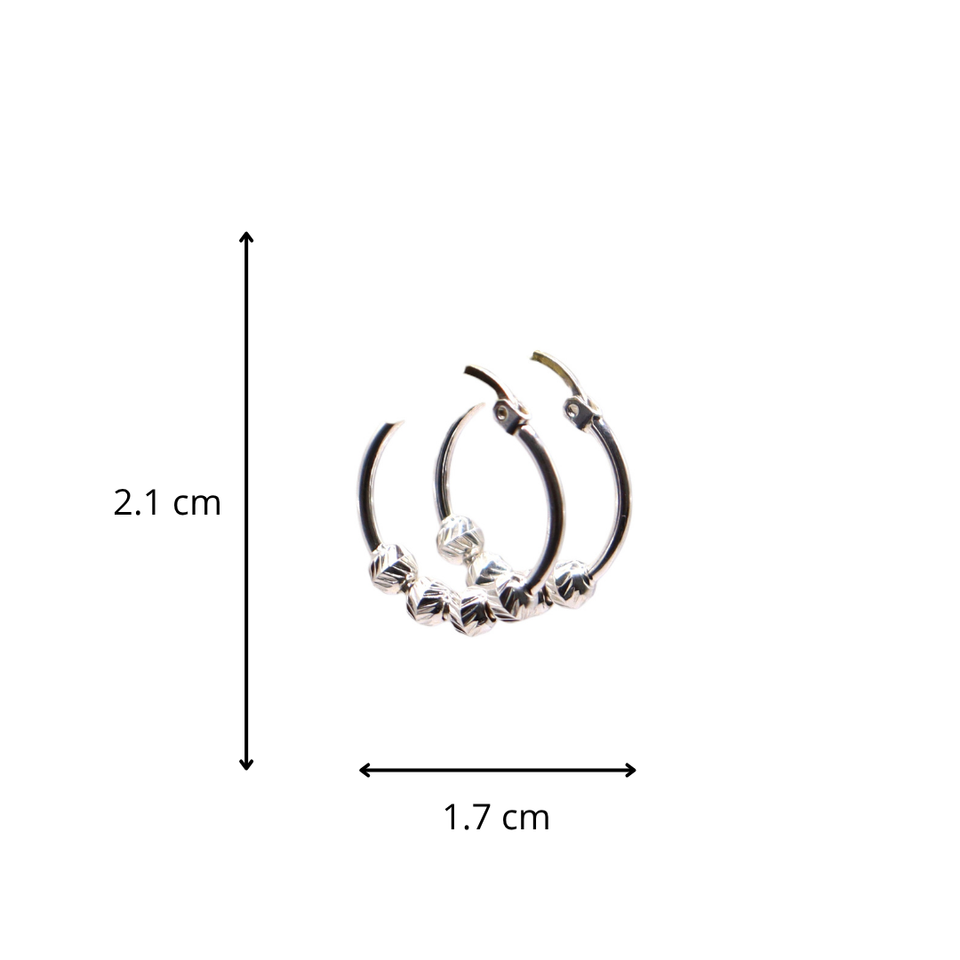 Aretes Arracada Con Bolitas En Plata .925