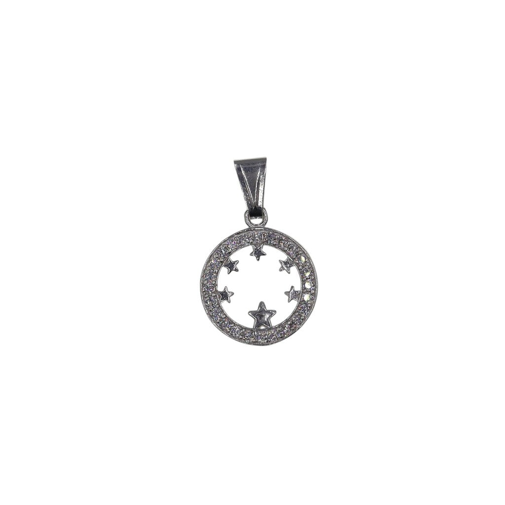Dije Circulo Estrellas + Cadena En Plata .925