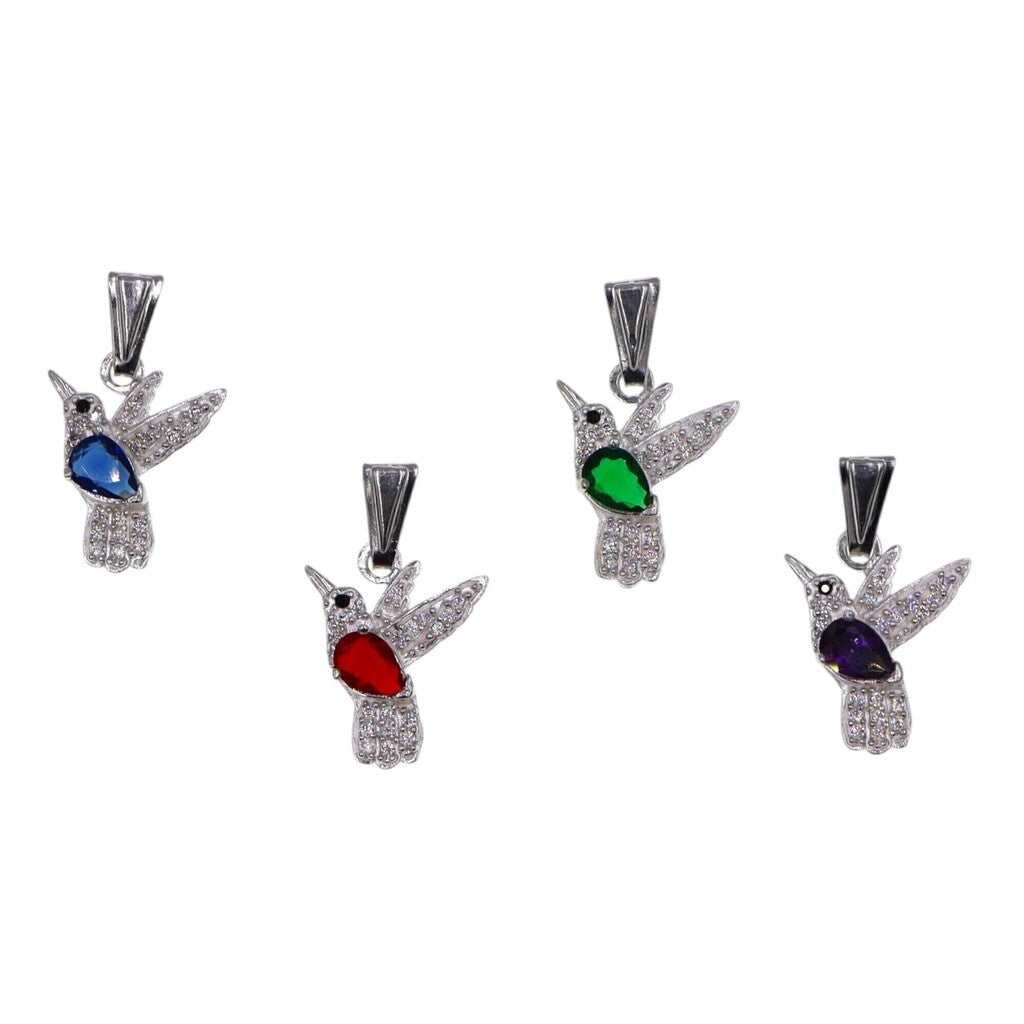 Dije Colibri Con Circonias + Cadena en Plata .925