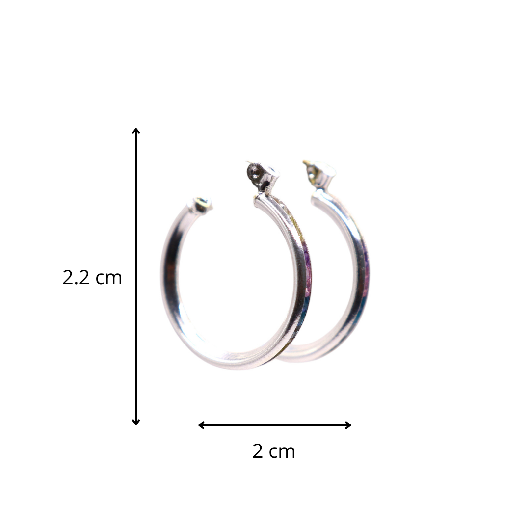 Aretes De Plata .925 Estilo Multicolor Tamaño Chico