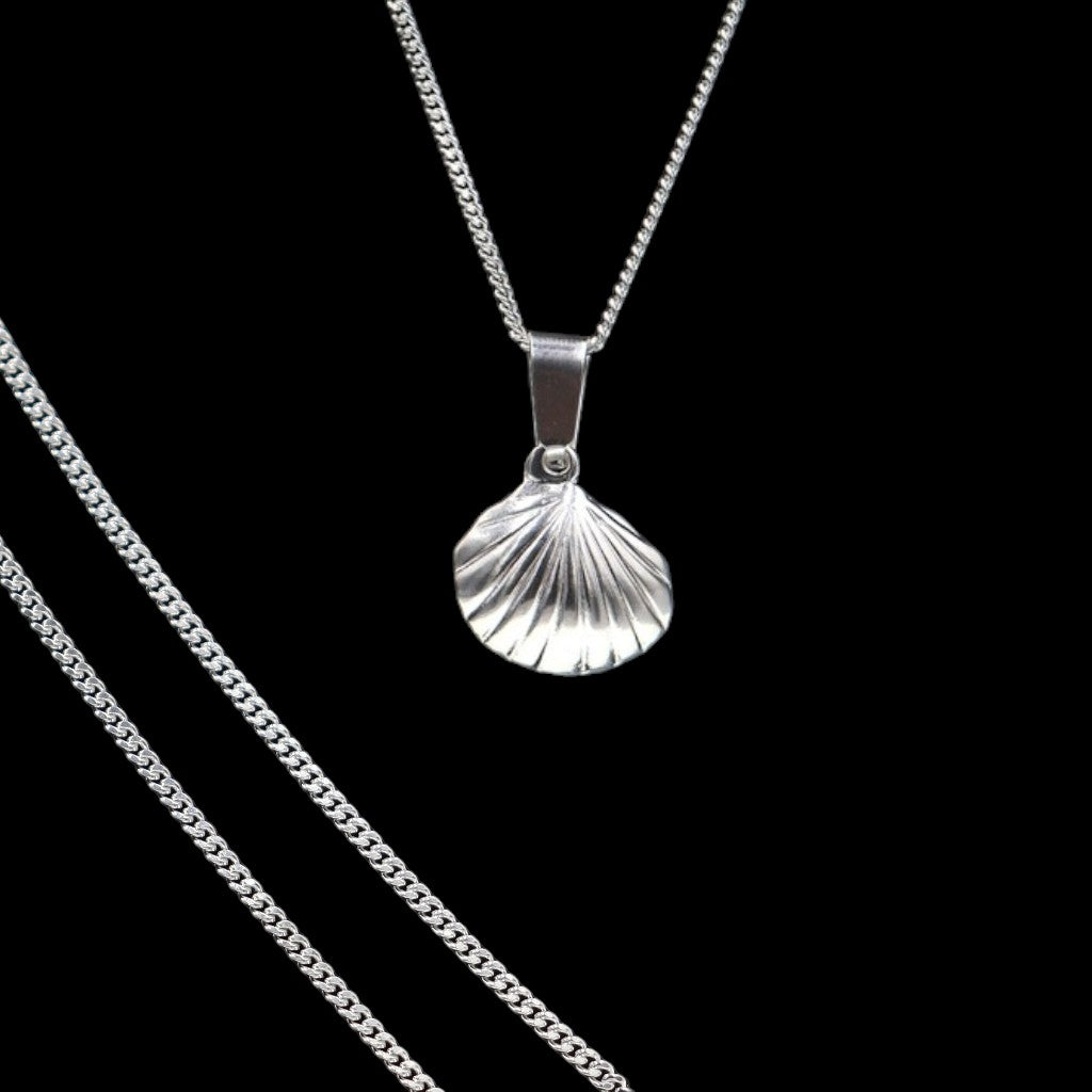 Dije De Concha + Cadena En Plata .925