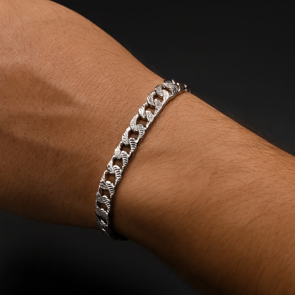 Pulso De Plata .925 Cartier Diamantada 20 cm