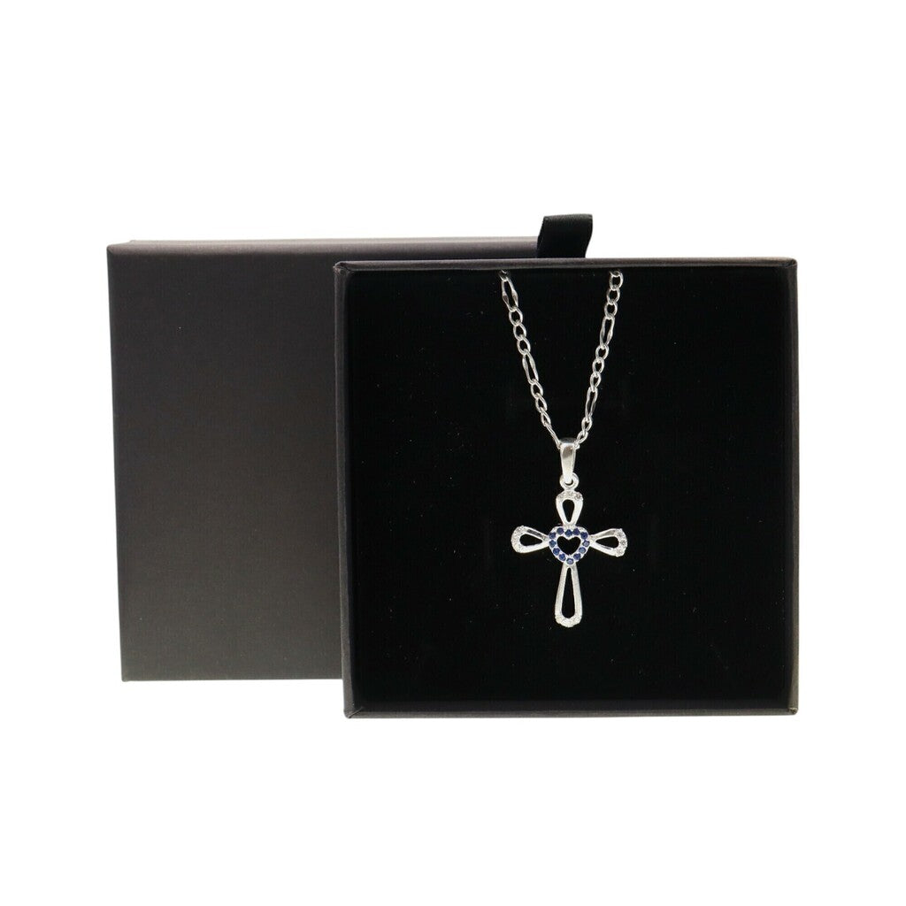 Dije Cruz Corazon + Cadena en Plata .925