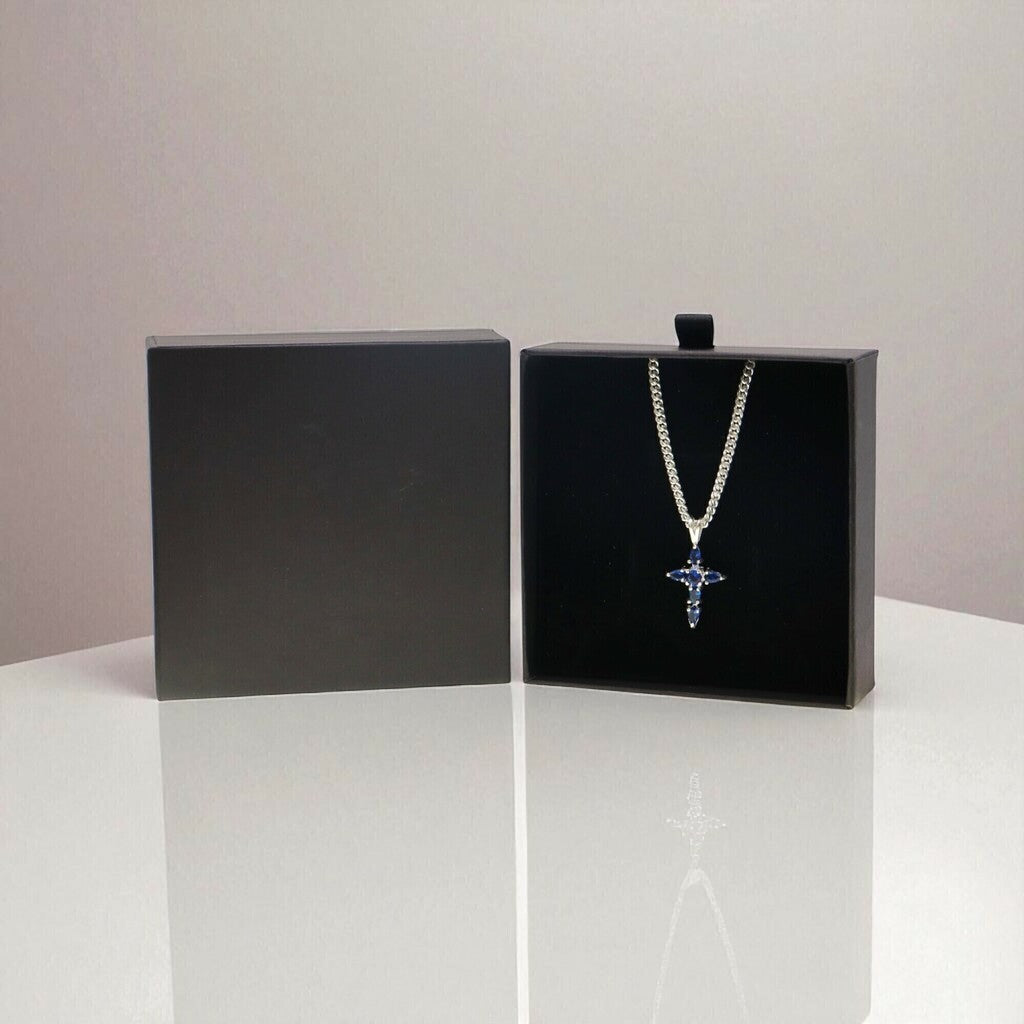 Dije Cruz Con Circonia + Cadena en Plata .925