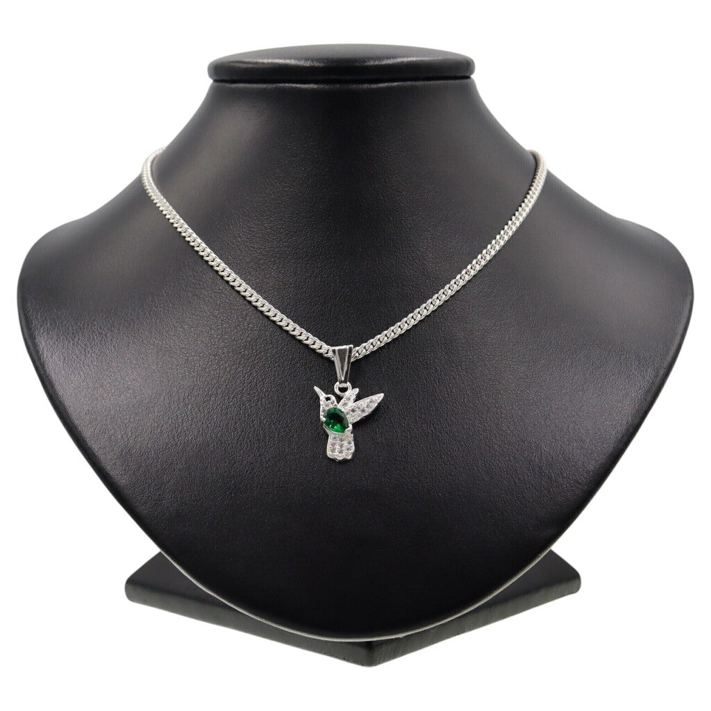 Dije Colibri Con Circonias + Cadena en Plata .925