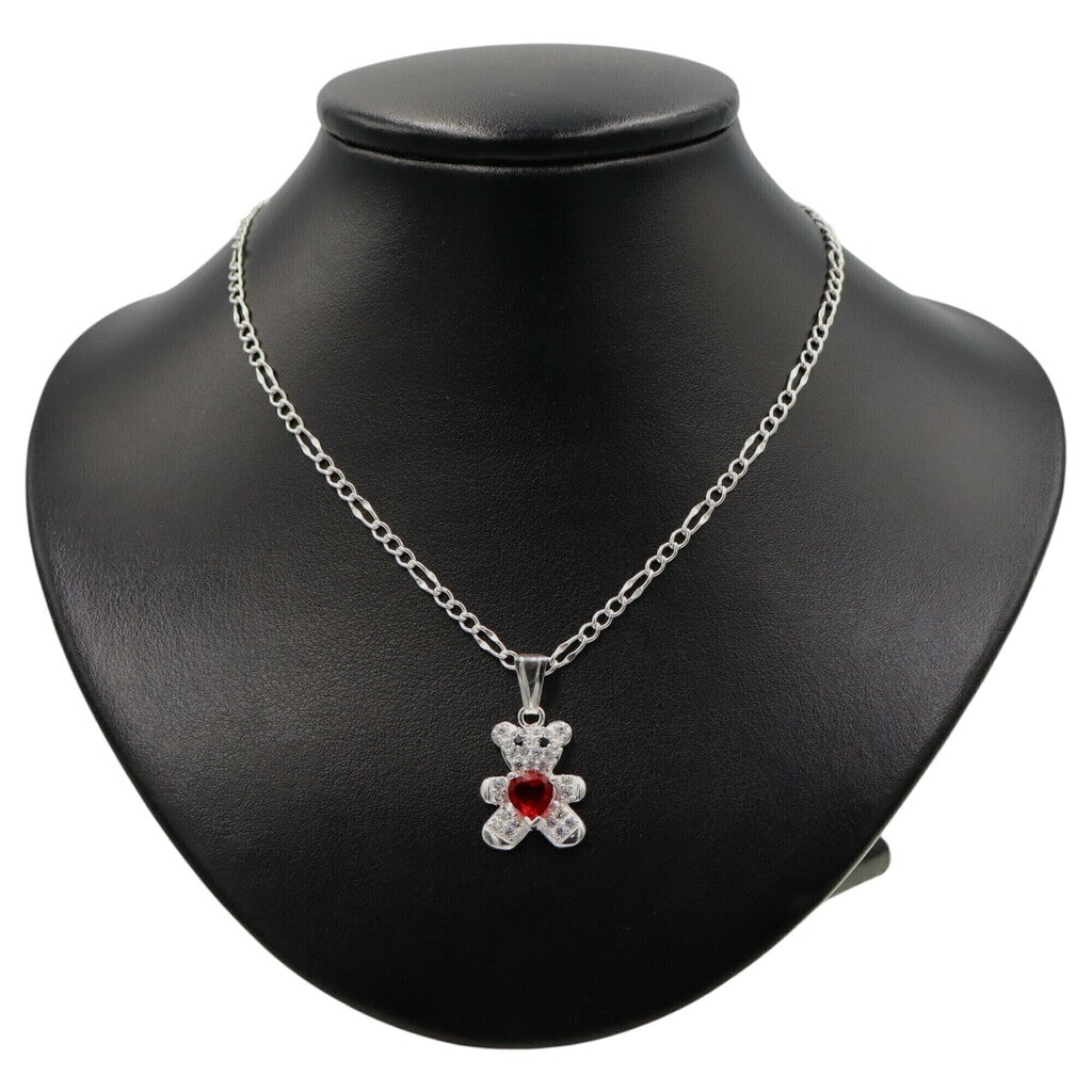 Dije Oso Con Circonias + Cadena en Plata .925