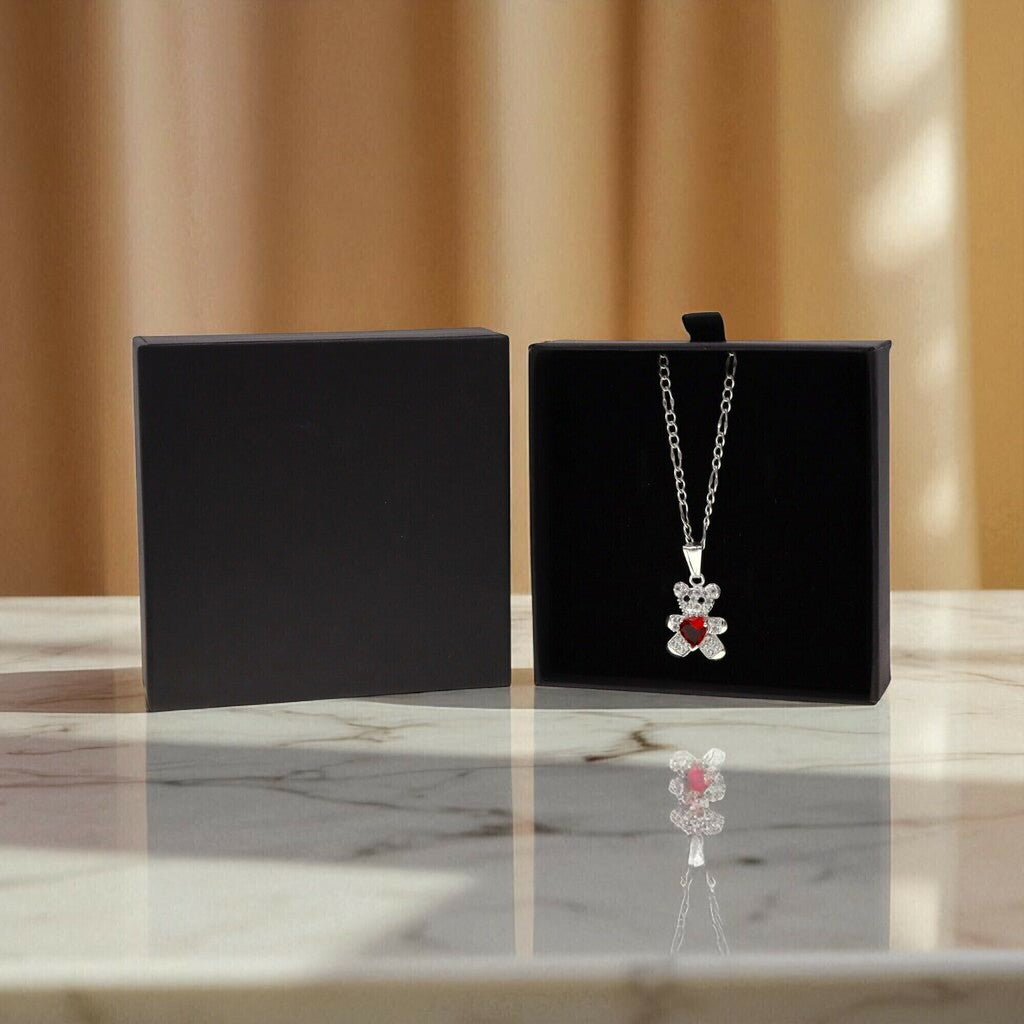 Dije Oso Con Circonias + Cadena en Plata .925