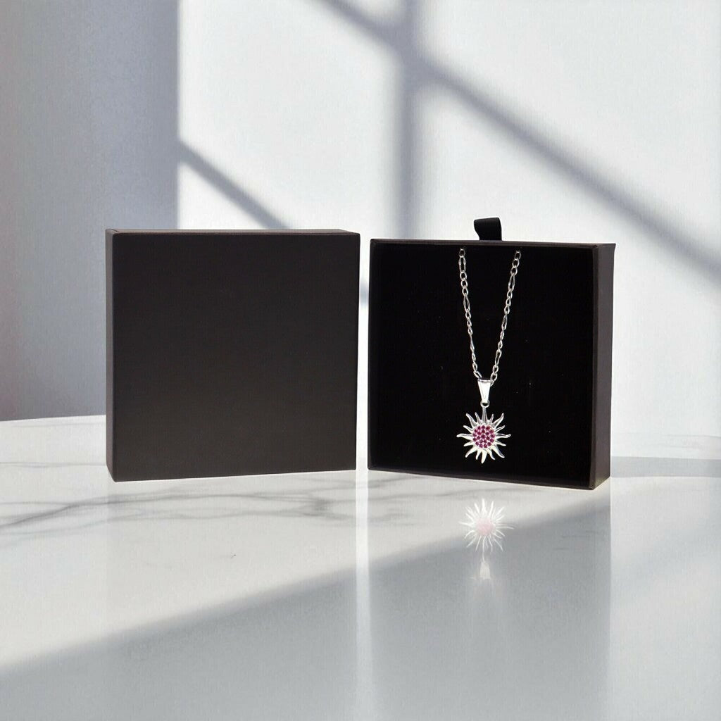 Dije Sol + Cadena en Plata .925