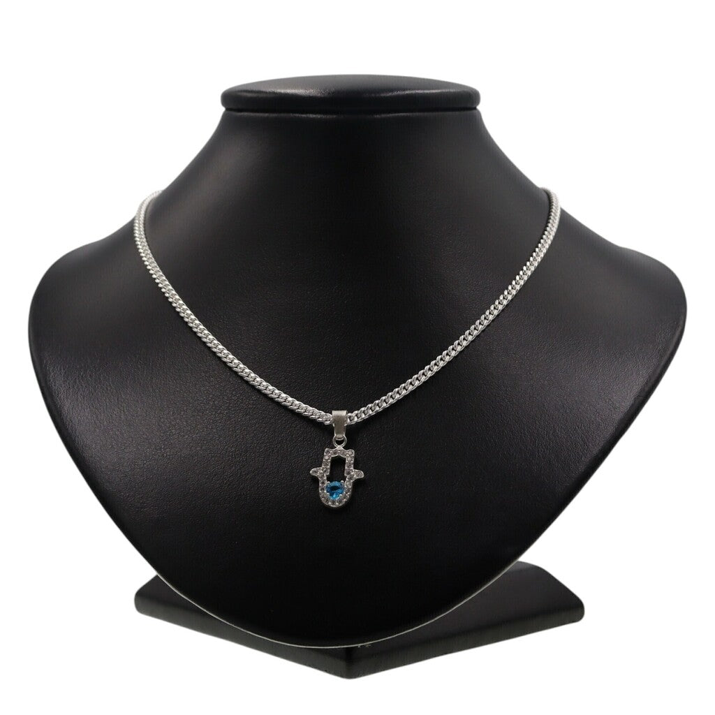 Dije Mano De Fatima Con Circonia + Cadena en Plata .925