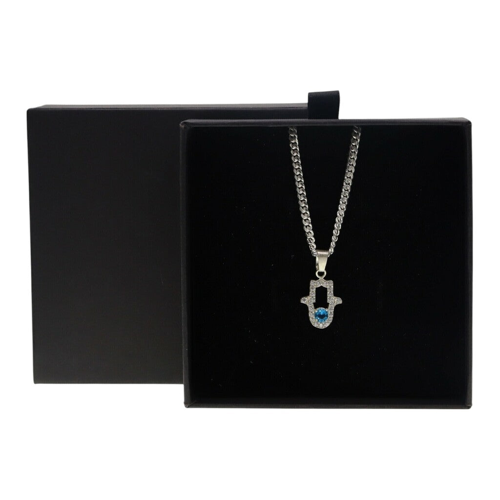 Dije Mano De Fatima Con Circonia + Cadena en Plata .925