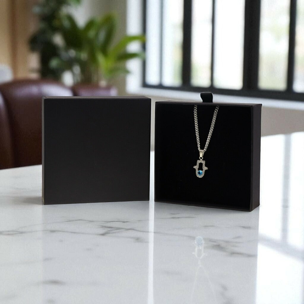 Dije Mano De Fatima Con Circonia + Cadena en Plata .925