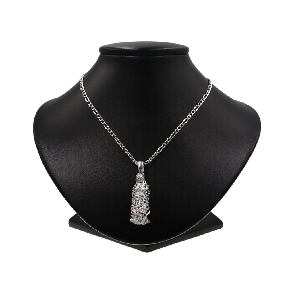 Dije Virgen Mediana Con Circonias + Cadena en Plata .925