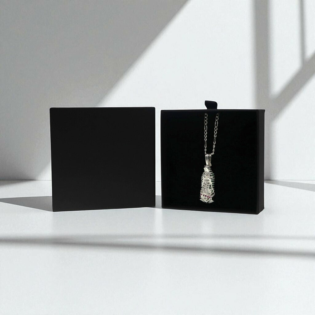 Dije Virgen Mediana Con Circonias + Cadena en Plata .925