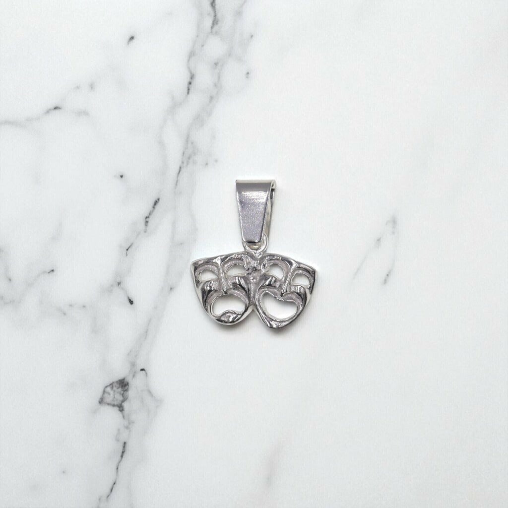 Dije Doble Mascara + Cadena en Plata .925