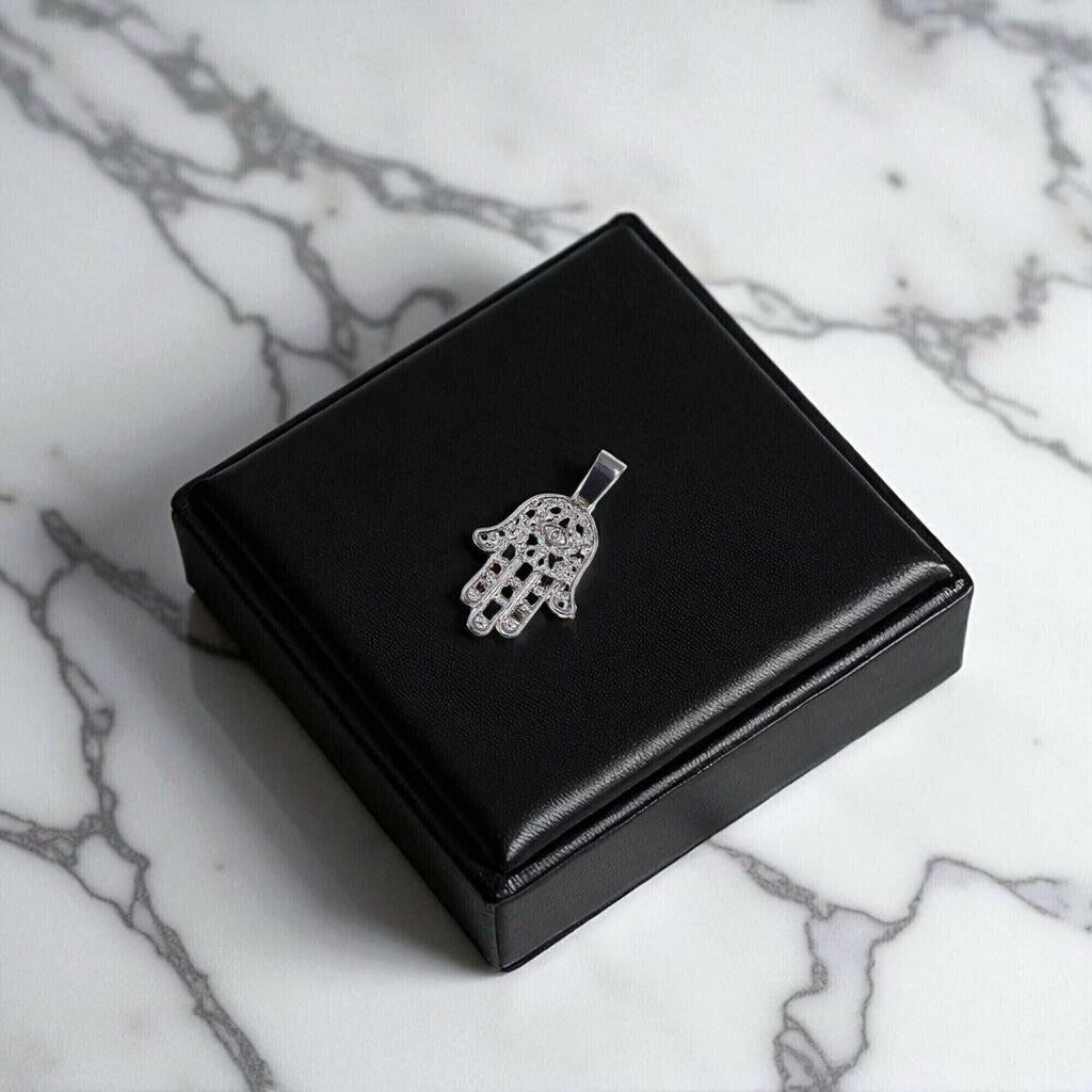 Dije Mano De Fatima + Cadena en Plata .925