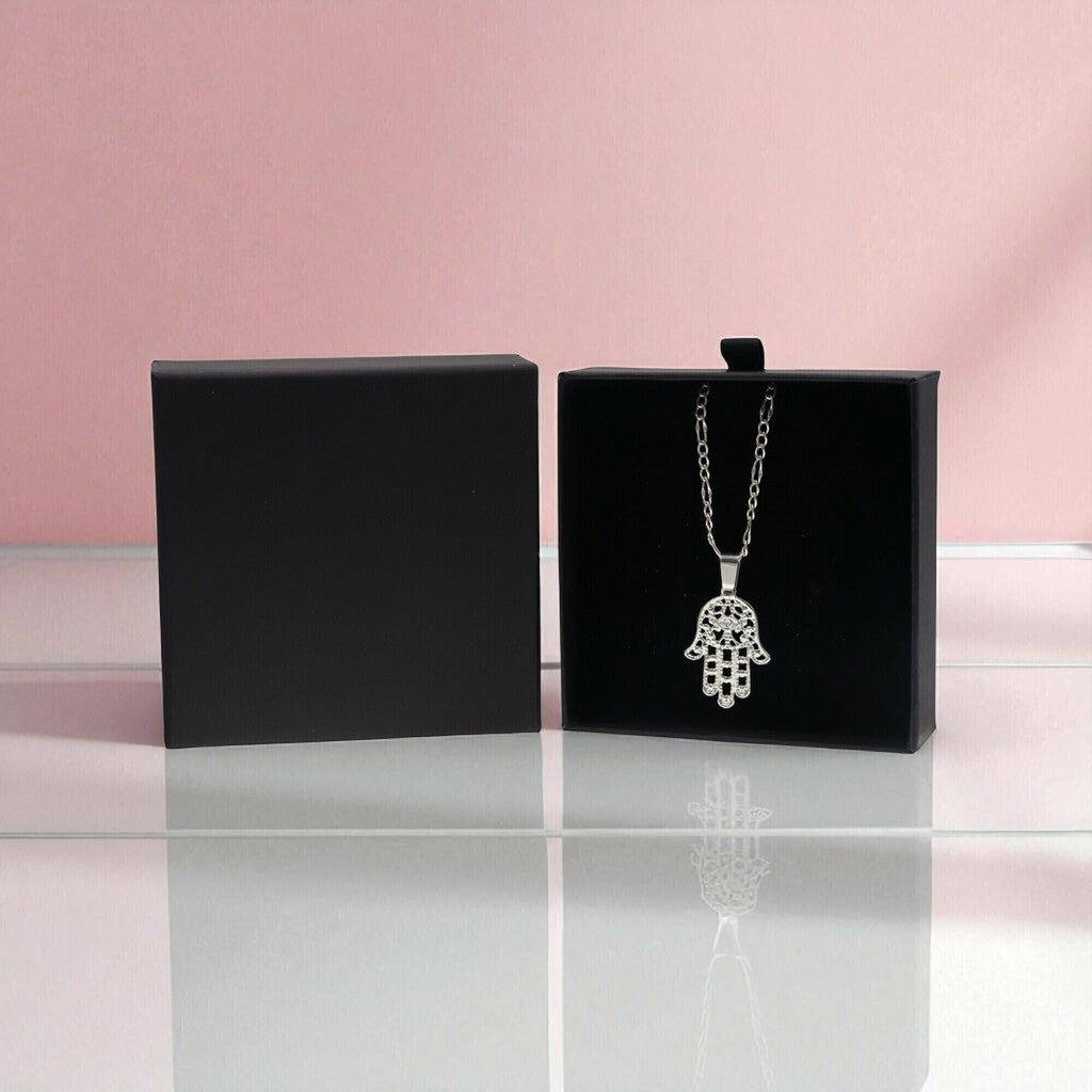 Dije Mano De Fatima + Cadena en Plata .925