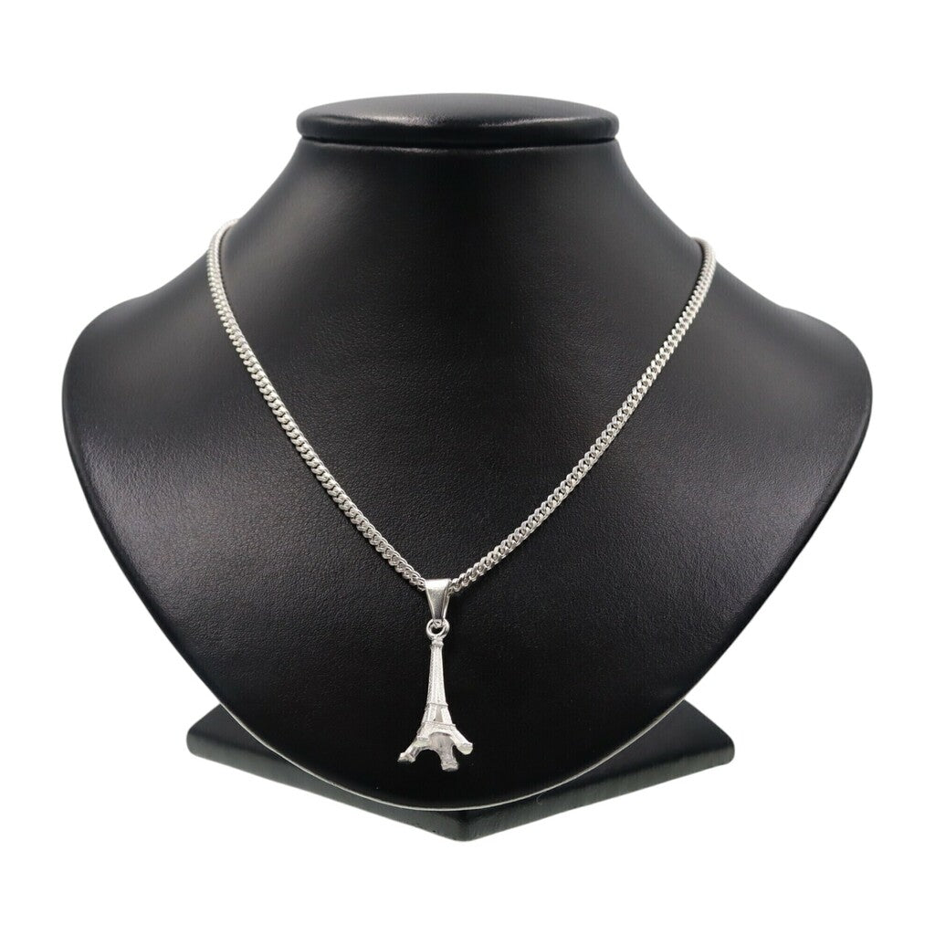 Dije Torre Eiffel Grande + Cadena en Plata .925