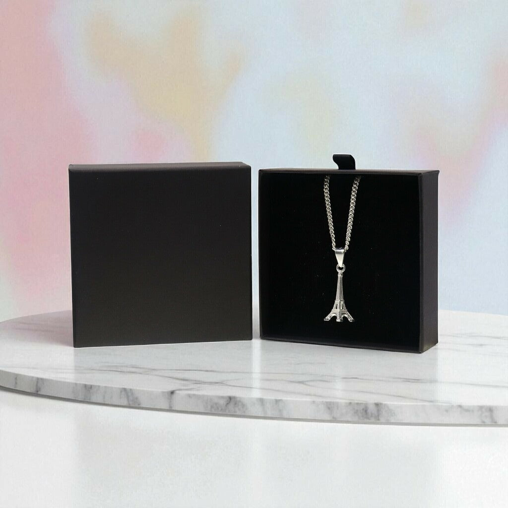 Dije Torre Eiffel Grande + Cadena en Plata .925