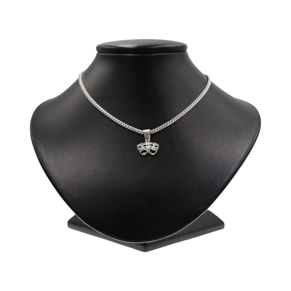 Dije Doble Mascara + Cadena en Plata .925